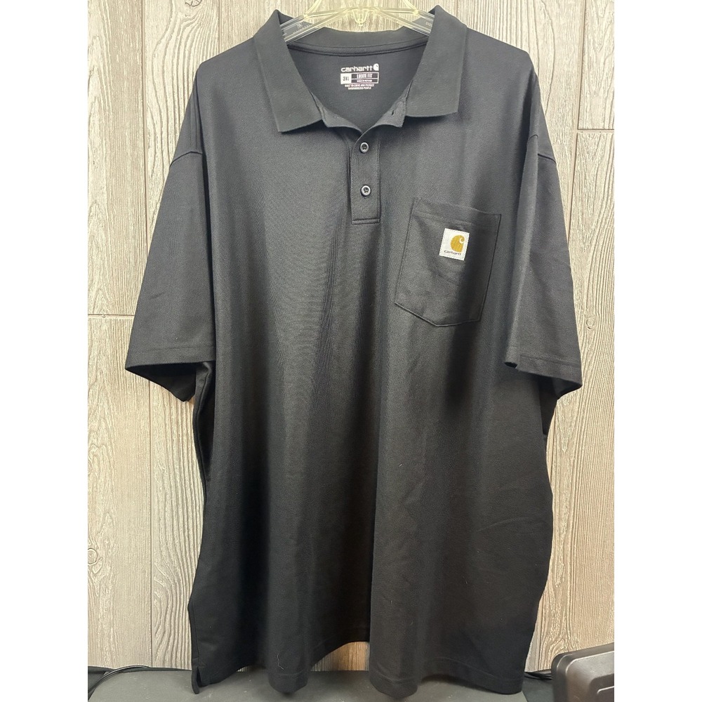 Carhartt Mens 3XL Black Loose Fit Pocket Polo Shirt Short Sleeve Golf Workwear